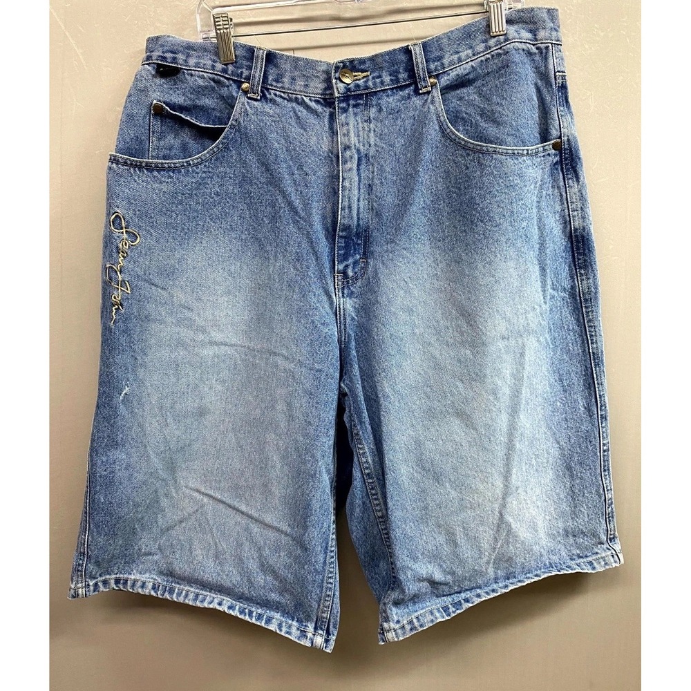 VTG Sean John Carpenter Shorts Mens 38 Blue Denim Medium Wash Pockets Casual